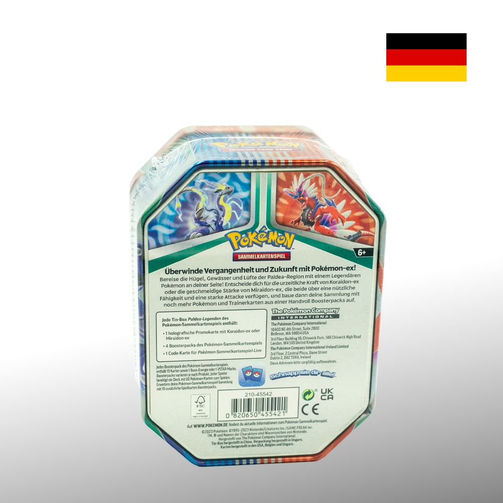 Pokémon Paldea Legends Tins: Koraidon ex Tin-Box Deutsch sealed