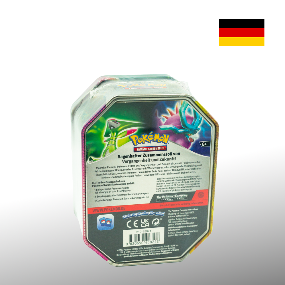 Pokémon Paradox Clash Tins: Eisenblatt ex Tin-Box Deutsch sealed